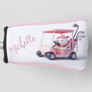 Cute Golf Ball Driving a Golf Cart Head Cover
