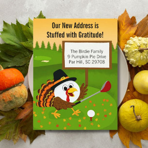 Cute Golf Ball Thanksgiving Moving Announcement