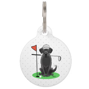 Cute Golf Black Labrador Retriever Dog Pet Tag