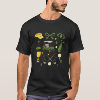 Cute Golf Cart Clubs Trophy Ball Umbrella Retro Sp T-Shirt