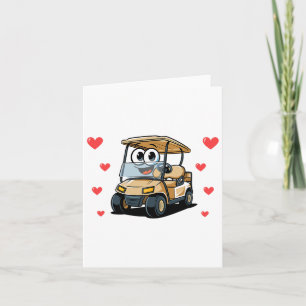Cute Golf Cart Valentines Day Sports Lover Hearts  Card