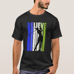 Cute Golf Silhouette Golfing Golfer Birthday Blue  T-Shirt