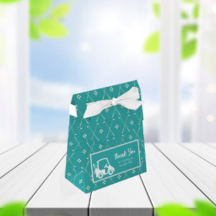 Cute Golf Theme Thank You Teal Favour Box