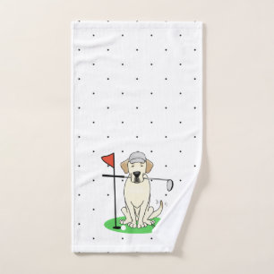 Cute Golf Yellow Labrador Retriever Dog Bath Towel Set