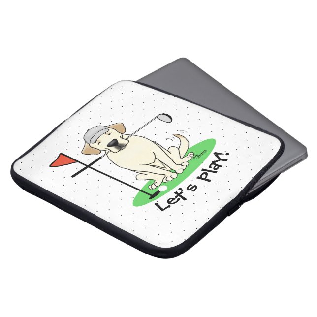 Cute Golf Yellow Labrador Retriever Dog Laptop Sleeve (Front Top)