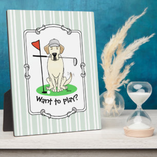 Cute Golf Yellow Labrador Retriever Dog Plaque