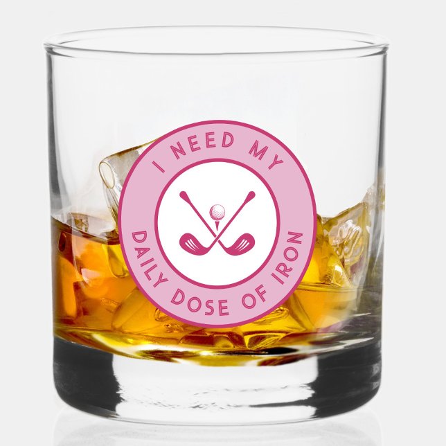 Cute Golfer Humour Funny Golf Iron Sports Pro Pink Whiskey Glass (Cute Golfer Humor Funny Golf Iron Sports Pro Pink Whiskey Glass)