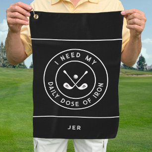 Cute Golfer Humour Golf Iron Sports Equipment Blac Towel