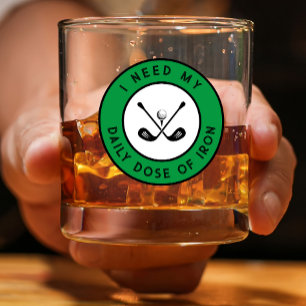 Cute Golfer Humour Golf Iron Sports Pro Black Gree Whiskey Glass