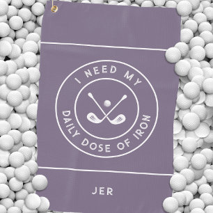 Cute Golfer Humour Golf Iron Sports Pro Purple Towel