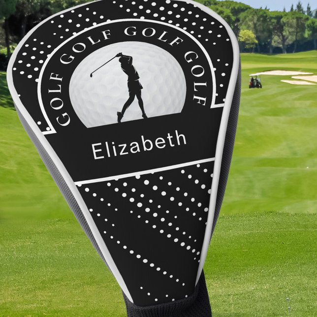 Cute Golfer Modern Golf Sports Pattern Black   Head Cover (Creator Uploaded)