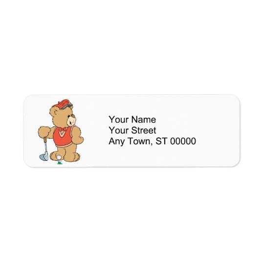 Cute Golfing Golfer Bear Return Address Label