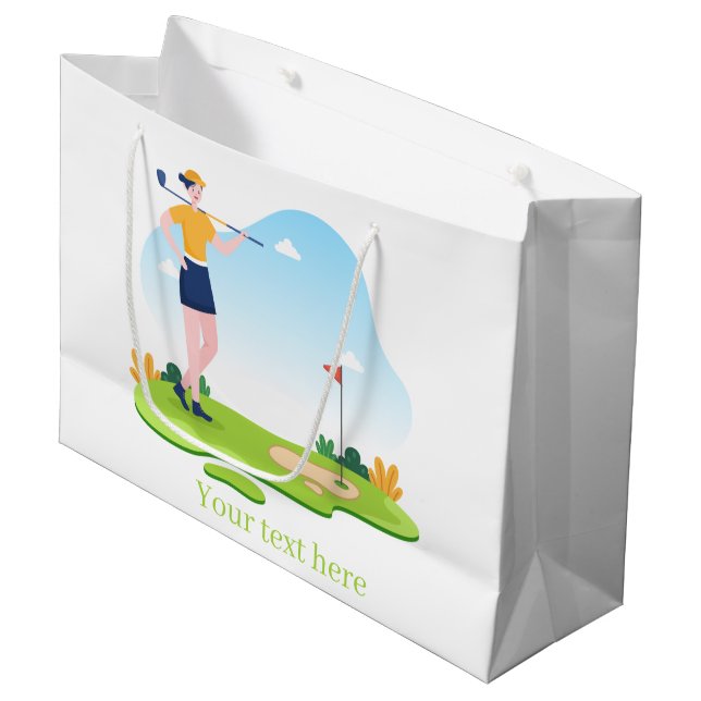 cute golfing party add text large gift bag (Front Angled)