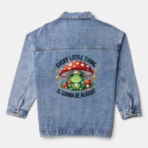Cute Gonna Be Alright Frog Graphic Quote  Tri-Blen Denim Jacket