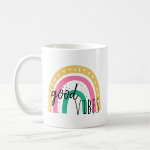 Cute Good Vibes Rainbow Coffee Mug