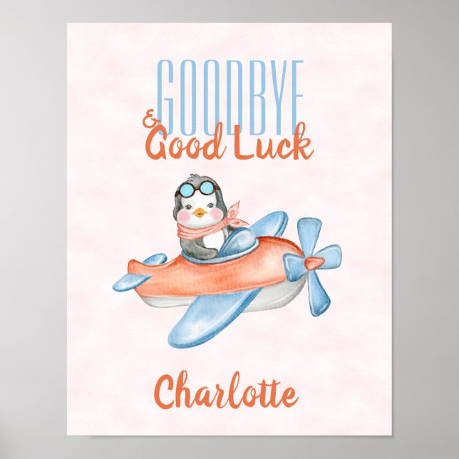 Cute Goodbye and Good Luck Penguin  Poster (Front)