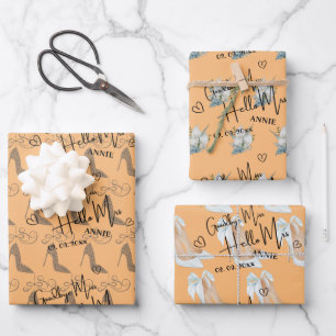 Cute Goodbye Miss Hello Mrs Bridal Shower Wrapping Paper Sheet
