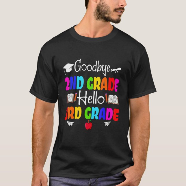 Cute Goodbye Second Grade Crew Hello 3rd Grade Squ T-Shirt (Front)