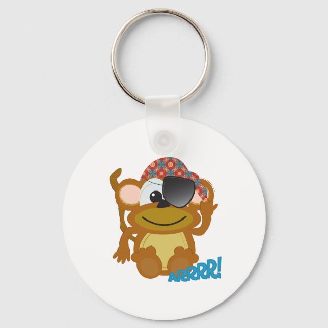 Cute Goofkins monkey pirate Key Ring (Front)