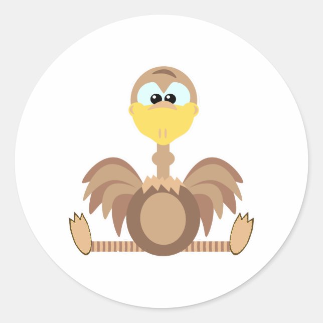 Cute Goofkins ostrich Classic Round Sticker (Front)