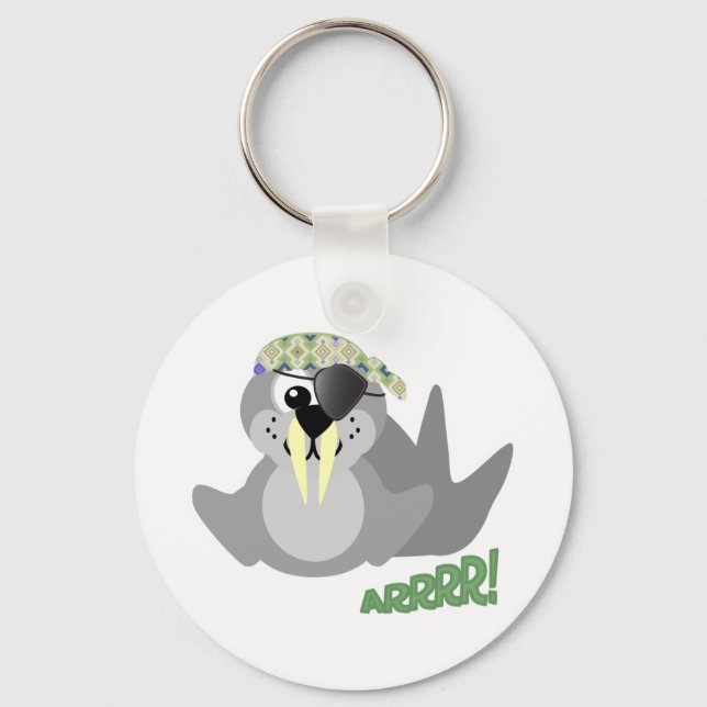 Cute Goofkins pirate walrus Key Ring (Front)