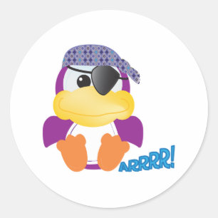 Cute Goofkins  purple pirate ducky Classic Round Sticker