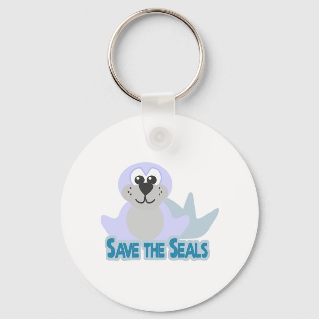 Cute Goofkins save the seals Key Ring (Front)