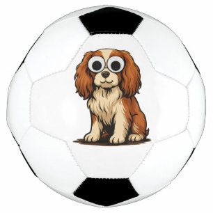 Cute Googly-Eye Puppy Illustration Soccer Ball