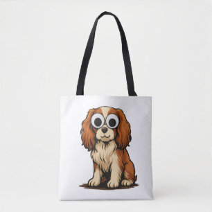 Cute Googly-Eye Puppy Illustration Tote Bag