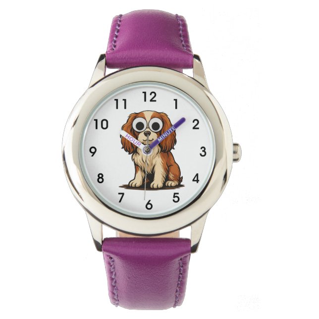 Cute Googly-Eye Puppy Illustration Watch (Front)