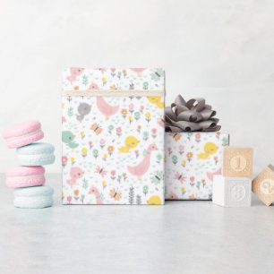Cute goose and goslings in pastel colours wrapping paper