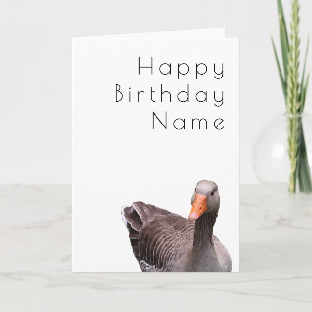 Cute Goose Art Deco Birthday Card (Front)