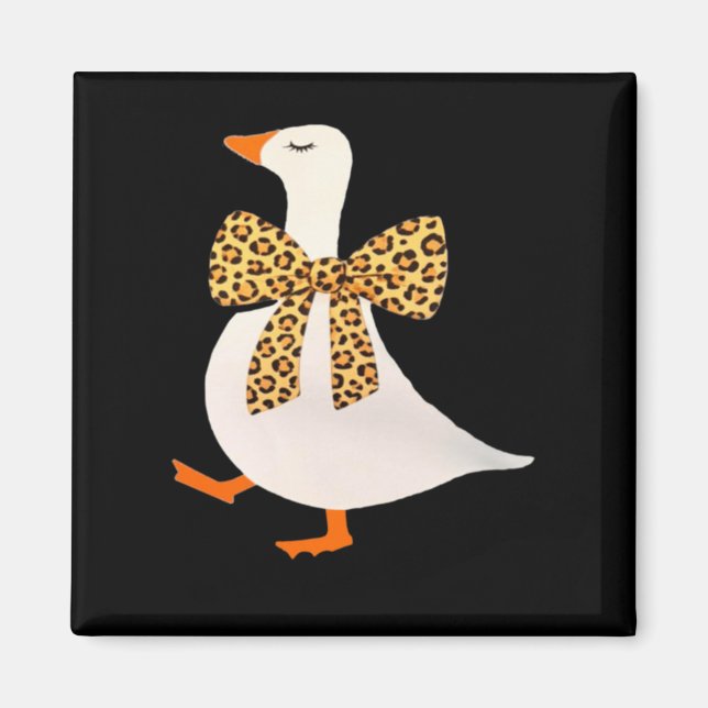 Cute Goose Auntie Leopard Bow Funny Animal Lover Magnet (Front)