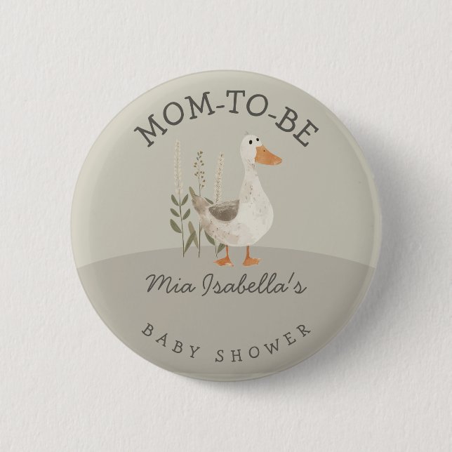 Cute Goose Baby Shower Mum To Be Button (Front)