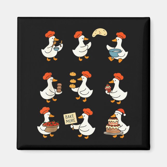 Cute Goose Baking Funny Baker Goose Chef Pastry Ba Magnet (Front)