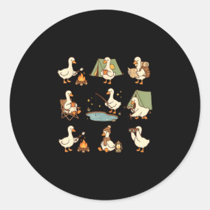 Cute goose camping funny outdoor lovers camping classic round sticker