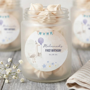 Cute Goose First Birthday Sticker Personalised