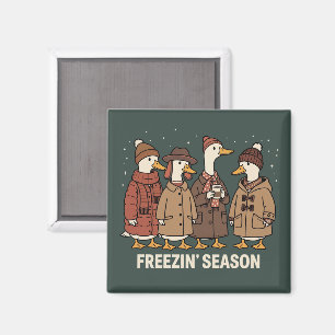 Cute Goose Freezin' Season Winter Cosy Fall Duck Magnet
