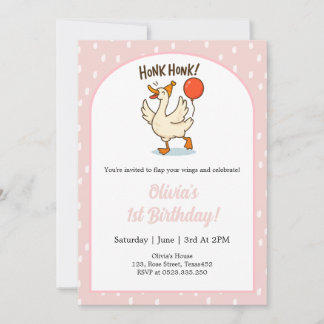 Cute Goose girls 1st Birthday Party Invitation