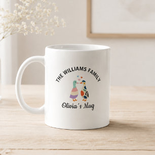 Cute Goose Love Birds with Name Coffee Mug