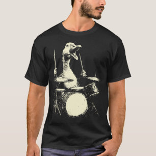 Cute Goose Playing Drums Funny Music Animal T-Shirt