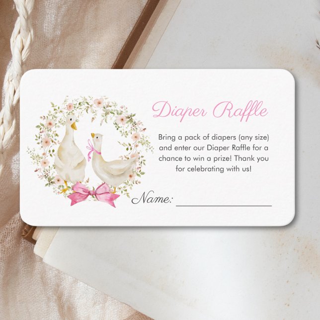 Cute Goose Wildflower Baby Shower Diaper Raffle  Enclosure Card (Creator Uploaded)
