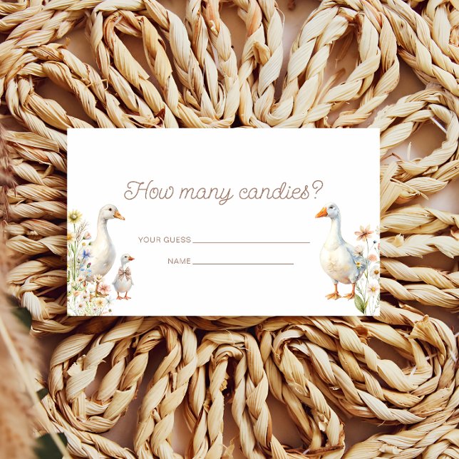 Cute Goose Wildflowers Guess How Many Candies Enclosure Card (Creator Uploaded)