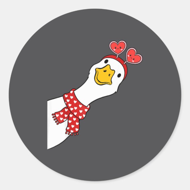 Cute Goose Xoxo Be Mine Happy Valentine's Day Wome Classic Round Sticker (Front)