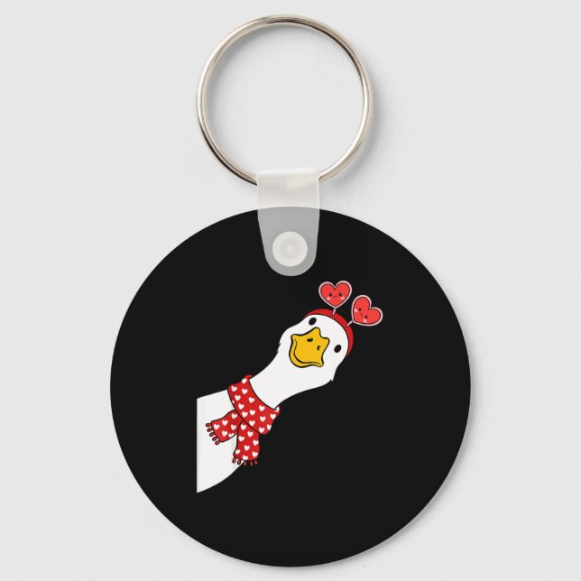 Cute Goose Xoxo Be Mine Happy Valentine's Day Wome Key Ring (Front)