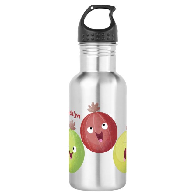 Cute gooseberry trio singing cartoon  532 ml water bottle (Front)