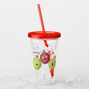 Cute gooseberry trio singing cartoon  acrylic tumbler