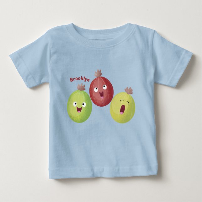Cute gooseberry trio singing cartoon  baby T-Shirt (Front)