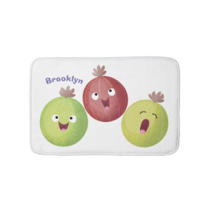 Cute gooseberry trio singing cartoon  bath mat