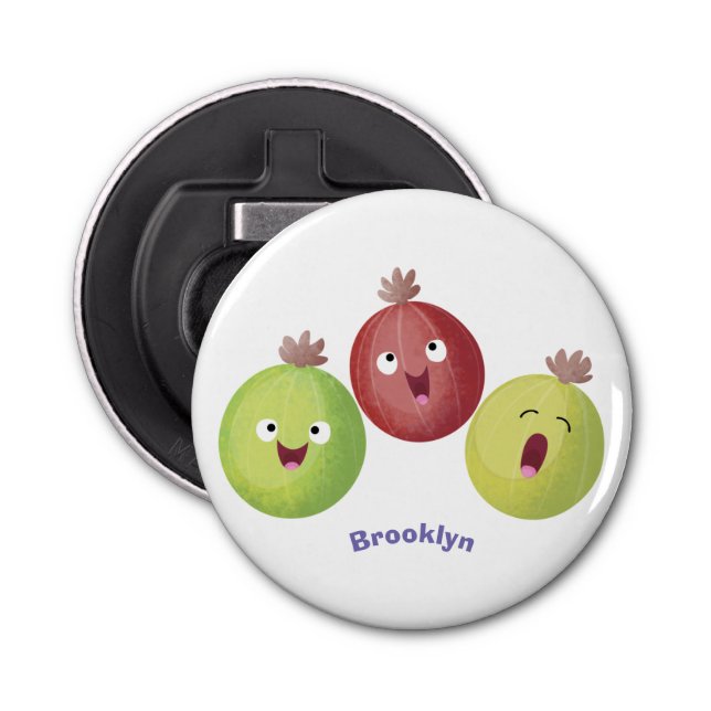 Cute gooseberry trio singing cartoon bottle opener (Front)